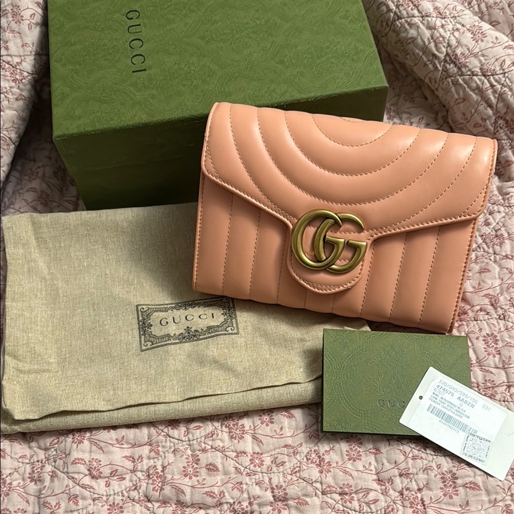 Gucci Peach Quilted Leather Bag